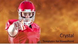  Presentation with football competition - Beautiful theme featuring competition animation - portrait of american football player backdrop and a red colored foreground