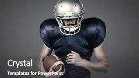  Presentation with ball sports - PPT theme with competition animation - sports player wearing helmet while background and a dark gray colored foreground