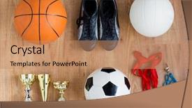  Presentation with whistle - Amazing slide set having competition concept - different balls backdrop and a coral colored foreground