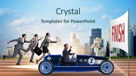  Presentation with business competition - PPT layouts enhanced with competition concept with business people background and a light blue colored foreground