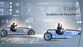  Presentation with business competition - PPT theme with competition concept with business people competing background and a light blue colored foreground
