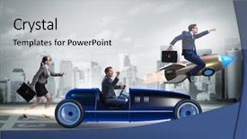  Presentation with business competition - Colorful slides enhanced with competition concept with business people backdrop and a light gray colored foreground