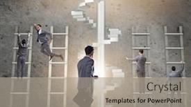  Presentation with competition - Slide set featuring competition concept with businessman beating competitors background and a mint green colored foreground