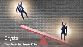  Presentation with seesaw - Presentation consisting of competition-concept-with-businessman background and a gray colored foreground