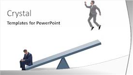  Presentation with seesaw - Slide set consisting of competition-concept-with-businessman background and a white colored foreground