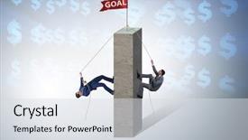  Presentation with competition - PPT theme enhanced with competition concept with two businessmen background and a sky blue colored foreground