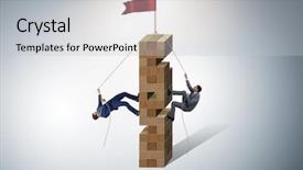  Presentation with competition - Colorful slide set enhanced with competition concept with two businessmen backdrop and a light gray colored foreground