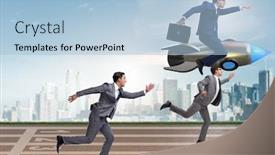  Presentation with competition - Presentation theme consisting of competition-concept-with-two-businessmen background and a light blue colored foreground