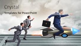  Presentation with competition - Cool new slide deck with competition-concept-with-two-businessmen backdrop and a soft green colored foreground