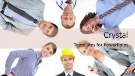  Presentation with professionals - Beautiful slide deck featuring competition doctor - collage of several professionals looking backdrop and a coral colored foreground