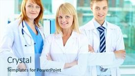  Presentation with coats - Amazing theme having competition doctor - portrait of three clinicians backdrop and a  colored foreground