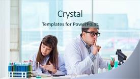  Presentation with lab - Slide set enhanced with competition doctor - two chemists working in lab background and a  colored foreground