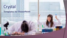  Presentation with lab - Presentation featuring competition doctor - two chemists working in lab background and a  colored foreground