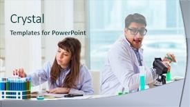  Presentation with lab - Amazing slide deck having competition doctor - two chemists working in lab backdrop and a  colored foreground