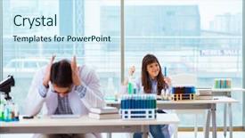  Presentation with lab - PPT layouts with competition doctor - two chemists working in lab background and a  colored foreground