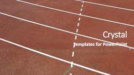  Presentation with starting line red running track - Beautiful slide deck featuring competition drug - lines on running track backdrop and a  colored foreground