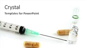  Presentation with vials - Beautiful slides featuring competition drug - syringe pills and vials backdrop and a  colored foreground