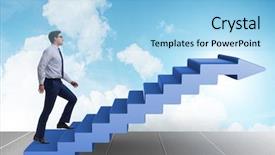  Presentation with career - Presentation design featuring competition ladders - businessman climbing career ladder background and a light blue colored foreground