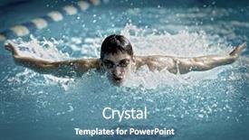  Presentation with swimming - Audience pleasing PPT theme consisting of competition pool - swimmer in waterpool swim one backdrop and a teal colored foreground