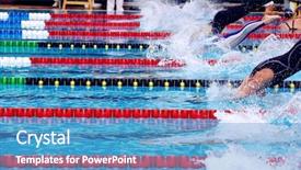  Presentation with blue water - Theme having competition pool - swimming breaststroke in waterpool background and a teal colored foreground