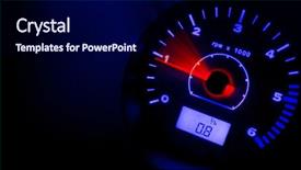  Presentation with car competition - Presentation theme featuring competition race car - tachometer at night - red background and a navy blue colored foreground