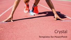  Presentation with athlete track or running track - Theme featuring competition runner - female athlete ready to run background and a coral colored foreground