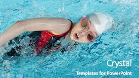  Presentation with stroke - Audience pleasing presentation theme consisting of competition school - girl swimming stroke closeup backdrop and a teal colored foreground
