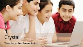  Presentation with classroom - PPT layouts having competition school - happy children smiling and laughing background and a lemonade colored foreground