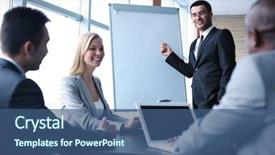  Presentation with business people moving gear - PPT theme enhanced with competition speech - image of business people interacting background and a ocean colored foreground