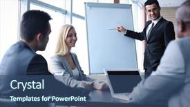  Presentation with people - Slide deck featuring competition speech - image of business people interacting background and a ocean colored foreground