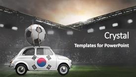  Presentation with car competition - Slide set having competition vehicle - korea flag on car delivering background and a dark gray colored foreground
