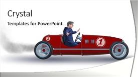  Presentation with car competition - Beautiful PPT theme featuring competitive advantage - businessman driving car in competition backdrop and a white colored foreground