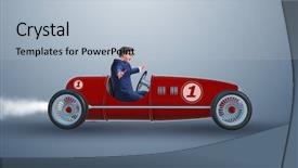  Presentation with car competition - Slide deck consisting of competitive advantage - businessman driving car in competition background and a light blue colored foreground