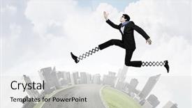  Presentation with steps - Beautiful slides featuring competitive advantage - he is making giant steps backdrop and a light gray colored foreground