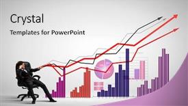  Presentation with growth chart - Presentation theme with competitive analysis - image of young businessman pulling background and a white colored foreground