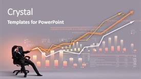  Presentation with growth chart - Cool new presentation theme with competitive analysis - image of young businessman pulling backdrop and a gray colored foreground