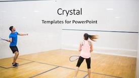  Presentation with court - Audience pleasing slide deck consisting of competitive couple playing squash backdrop and a white colored foreground