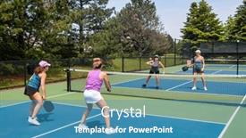  Presentation with pickleball - Presentation theme consisting of competitive-doubles-game-of-pickleball background and a teal colored foreground