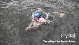  Presentation with water ocean - Slide set featuring competitive swimming - iron man - dynamic background and a dark gray colored foreground