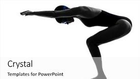  Presentation with water woman swimming underwater - Cool new presentation theme with competitive swimming - one woman competition swimmer backdrop and a  colored foreground