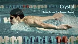  Presentation with swim fundraiser - Slide deck with competitive swimming - swimmer in waterpool swim butterfly background and a ocean colored foreground