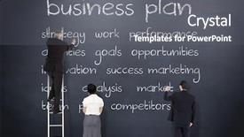  Presentation with blackboard - Beautiful presentation design featuring competitor analysis - business team writing against blackboard backdrop and a gray colored foreground