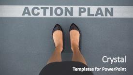  Presentation with feet - Theme featuring competitor analysis - businesswomans feet against grey background and a gray colored foreground