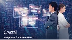  Presentation with people - Beautiful presentation featuring competitor analysis - portrait of serious business people backdrop and a ocean colored foreground