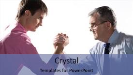  Presentation with full length portrait two men women brown sweater - PPT theme enhanced with competitor profile - portrait of two businessmen fighting background and a ocean colored foreground