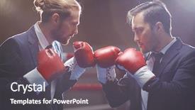  Presentation with boxing - Slides with competitor profile - two competitive businessmen in suits background and a dark gray colored foreground