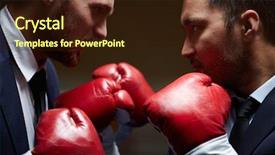 Presentation with boxing - Amazing PPT layouts having competitor profile - two furious businessmen in boxing backdrop and a  colored foreground