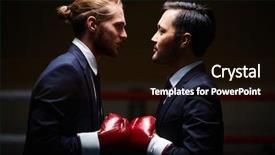  Presentation with boxers - Slides having competitor profile - two male business boxers looking background and a wine colored foreground