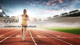  Presentation with running race - Slides with competitors - athlete running race mixed media background and a lemonade colored foreground