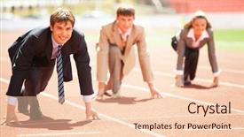  Presentation with athlete track or running track - Audience pleasing theme consisting of competitors - businessmen running on track racing backdrop and a lemonade colored foreground
